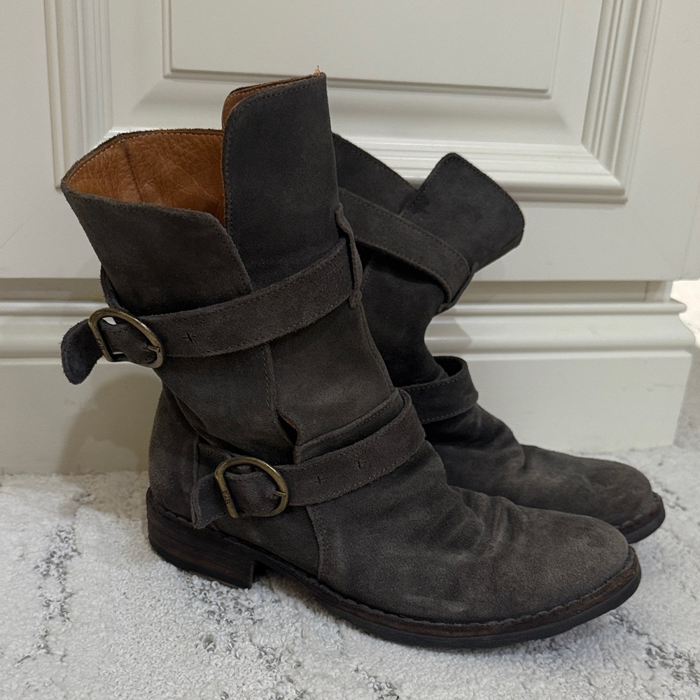 Fiorentini + Baker Charcoal Buckle Ankle Boots